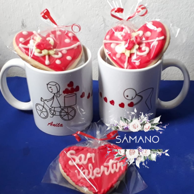 TAZAS ENAMORADOS CON GALLETAS